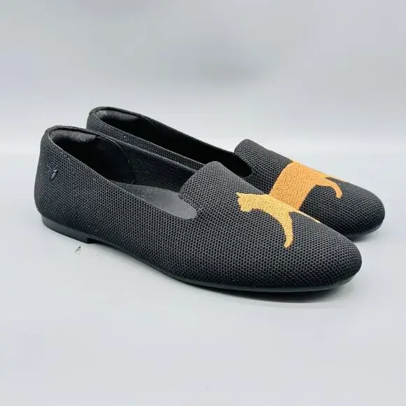 VIVAIA Shoes Womens 7 Black Knit Loafers Slip On Cat Flats Lightweight Comfort - Picture 5 of 11